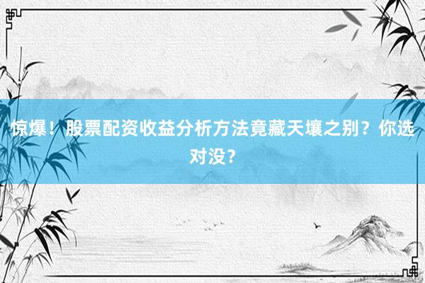 惊爆！股票配资收益分析方法竟藏天壤之别？你选对没？