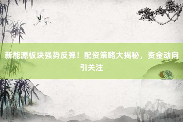 新能源板块强势反弹！配资策略大揭秘，资金动向引关注